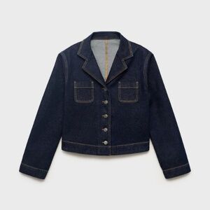 260. MANGO MNG FITTED DENIM Dark Wash Jean JACKET POCKETS $100 NWOT Small